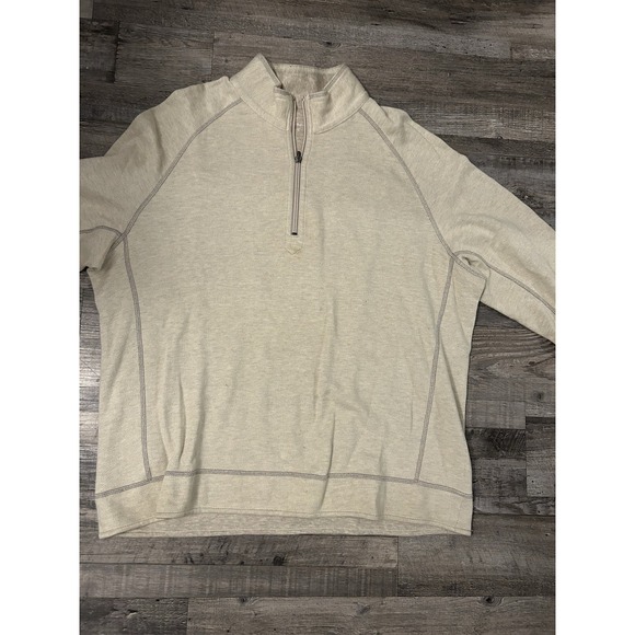 Tommy Bahama Men's XL/TG Reversible  1/4 Zip Pullover Tan Sweatshirt - Picture 1 of 7